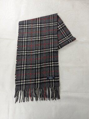 Authentic Burberry 100% Cashmere Nova Check Gray Scarf Unisex